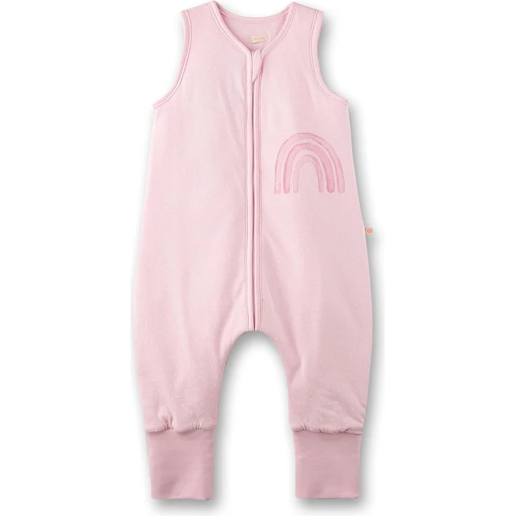 SANETTA Baby-Schlafsack mit Füßen Rosa | Praktischer und bequemer Unisex-Schlafsack aus Bio-Baumwolle. Baby-Schlafsack mit Reißverschluss und Regenbogen-Print | Baby Sleeping Bag – Bild 1