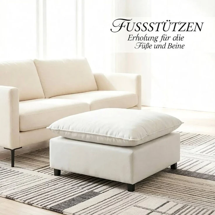 Quadratischer Fußhocker mit Schaumstoffpolsterung, 75x75x40 cm, Grau – Bild 6