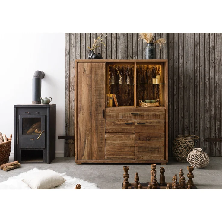 Highboard Akazie 140x40x150 natur lackiert BARK #115 – Bild 9