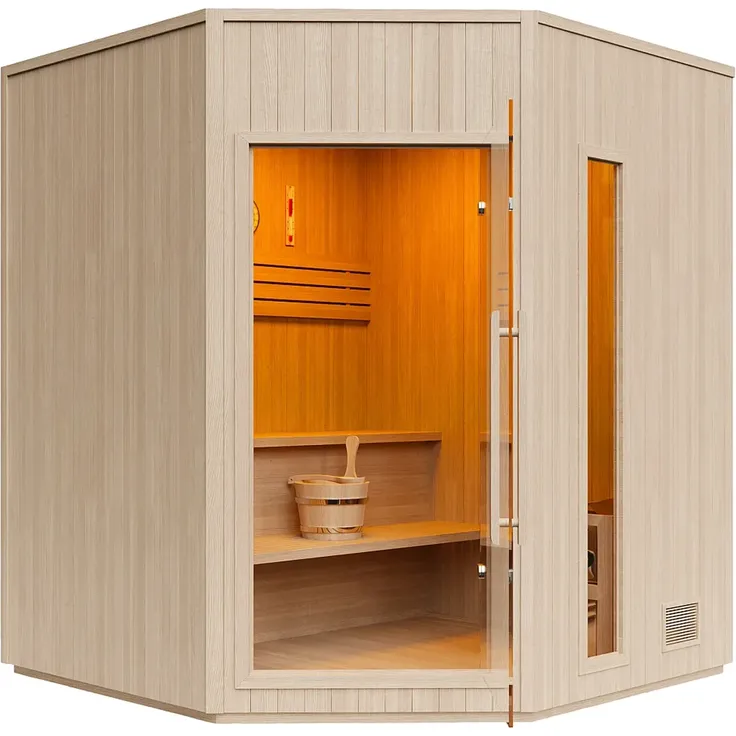 Vente-unique - KOTKA Sauna Holz, Platte Beige - B 150 cm x H 200 cm x L 150 cm – Bild 4