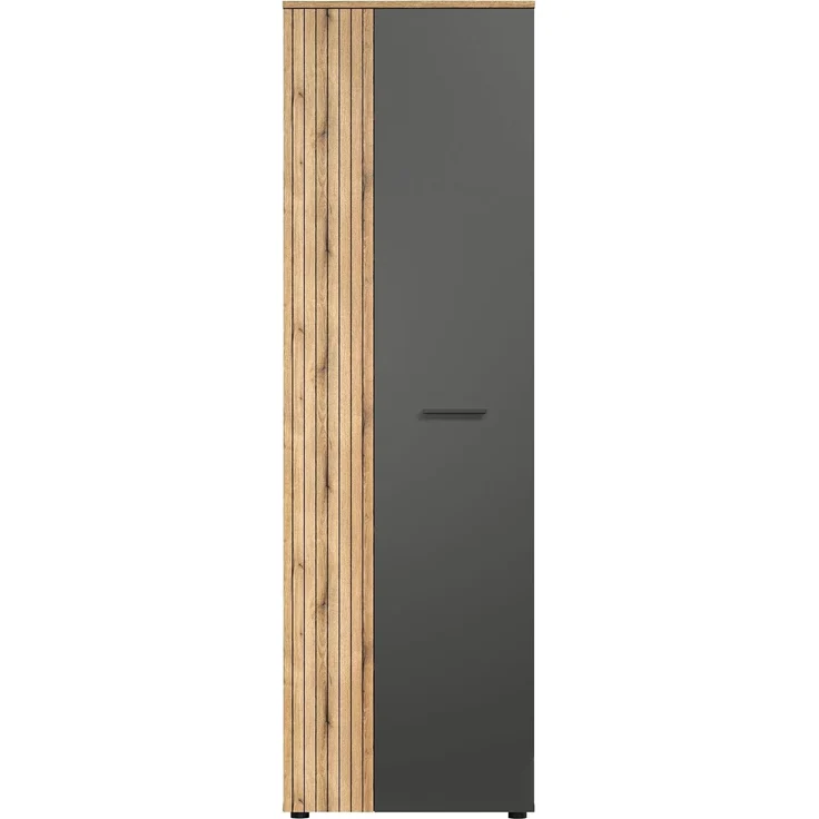 'Esteban' Garderobenschrank / Schuhschrank, Holz, grau und Eiche Evoke, 195 x 36 x 60 cm – Bild 4