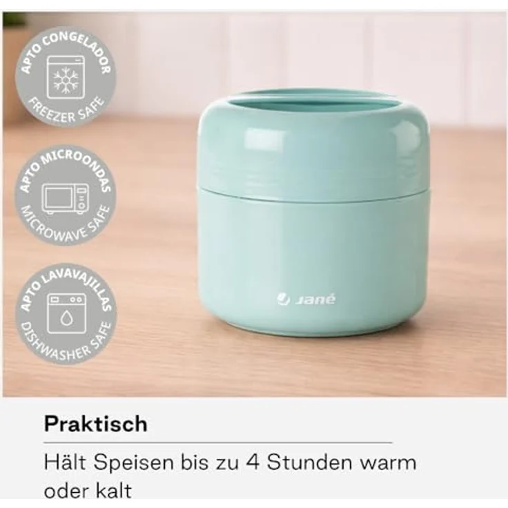 Jané Thermoskanne für Brei, Fassungsvermögen 55 cl, geeignet für Mikrowelle und Gefrierschrank, bis zu 4 Stunden, Mint – Bild 3