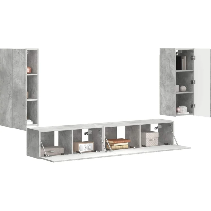 vidaXL TV-Schrankset 4 pcs Beton Grau Holzwerkstoff 3409162 – Bild 3