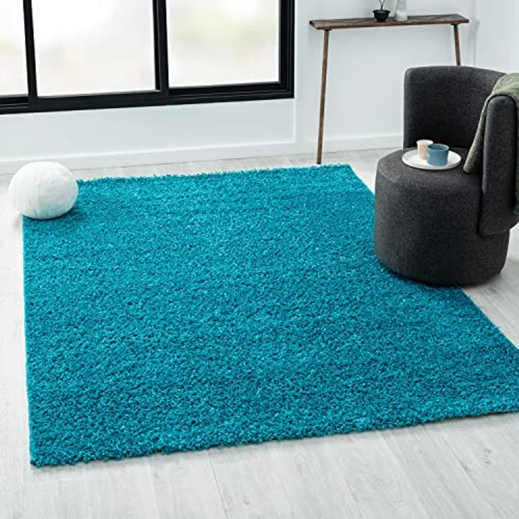 Vimoda Hochflor-Teppich Shaggy Türkis, Rechteckig, Höhe: 30 mm, Langflor Läufer Einfarbig Modern Wohnzimmer – Bild 4
