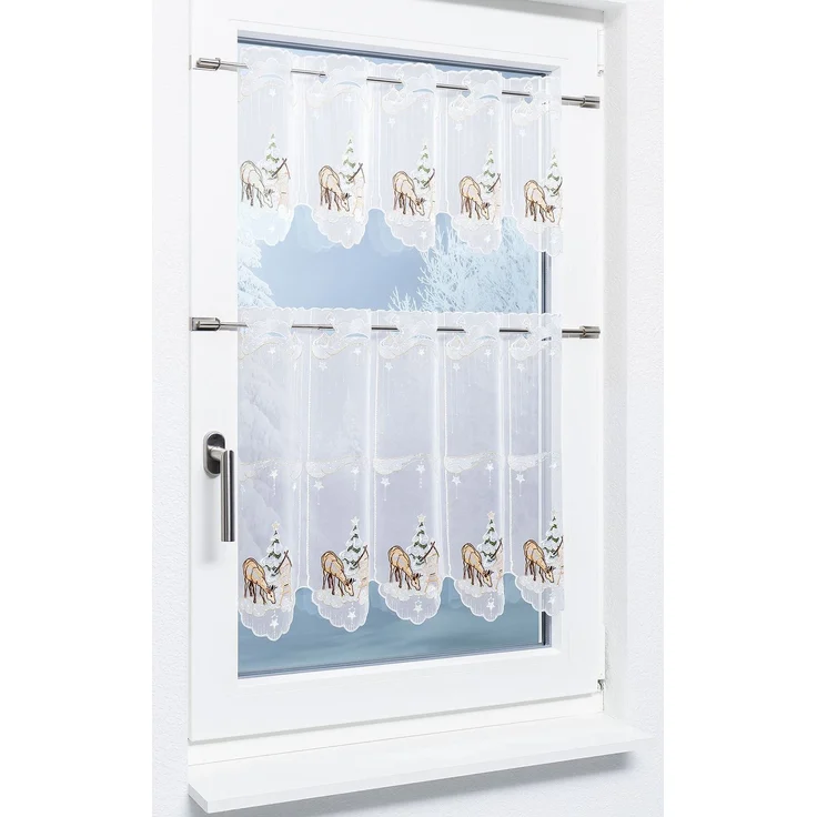 Scheibengardine Plauener Spitze - Futterkrippe (Bx H) 226.80cm * 30cm Braun/terrabraun – Bild 5