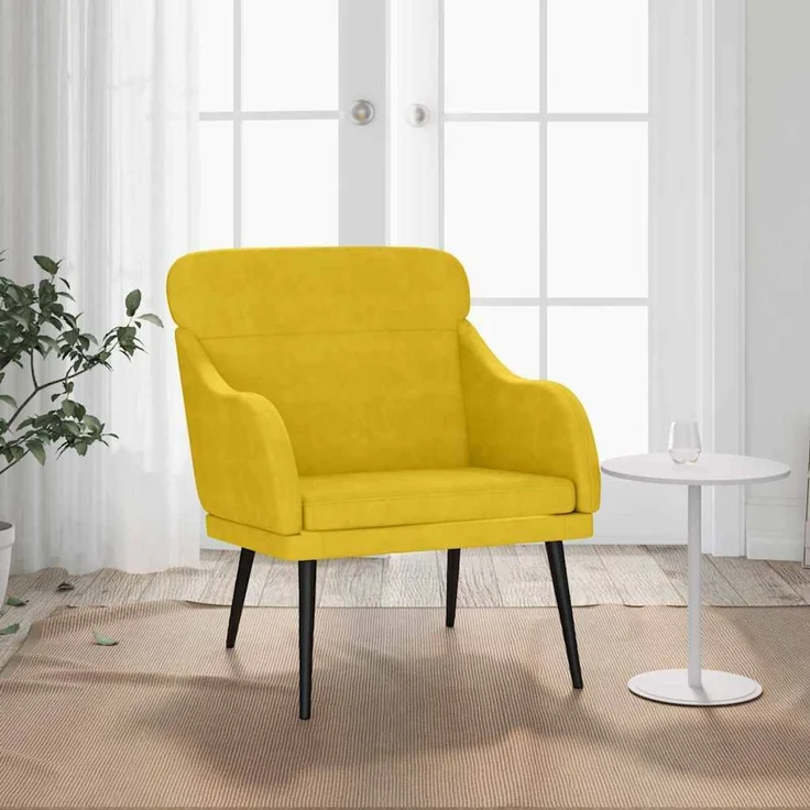 Sessel wohnzimmer, Relaxsessel Gelb 63x76x80 cm Samt – Bild 1