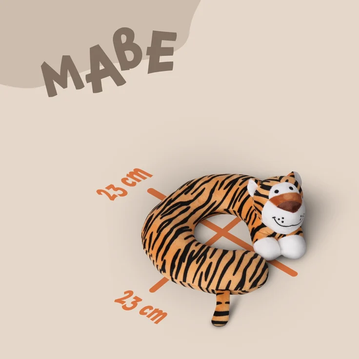 Nackenhörnchen Kinder Tier Schlafkissen Reisekissen Waschbar Kopfstütze U-Förmig Nackenkissen für Auto Zug Flugzeug weicher Kissenbezug Tiger – Bild 2