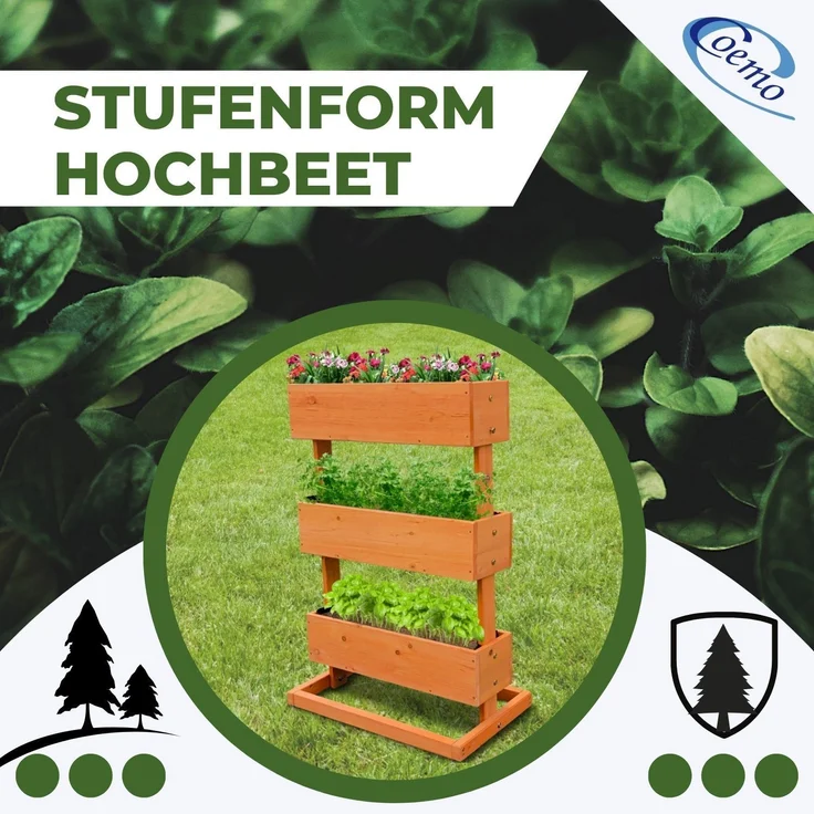 Coemo Mittleres Vertikalbeet Braun Hochbeet 3 Etagen inkl. Pflanzfolie 50x30x75 – Bild 4