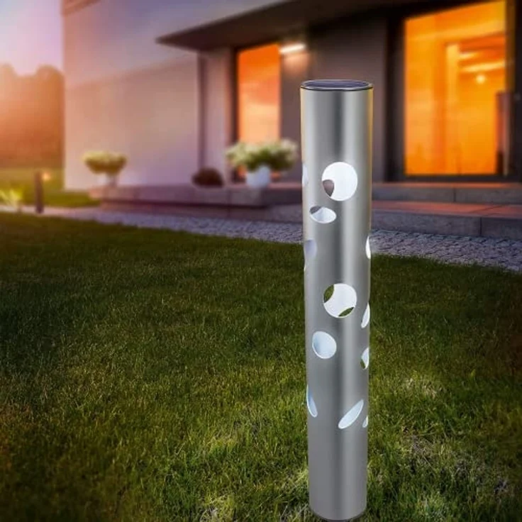Dekorative LED Solarleuchte FantasyLight aus Aluminium - Lichtfarbe warmweiß 3500K und kaltweiß 6500K umschaltbar - Abmessungen: 70 x 690 mm - Solarlampe Garten Außenleuchte – Bild 5