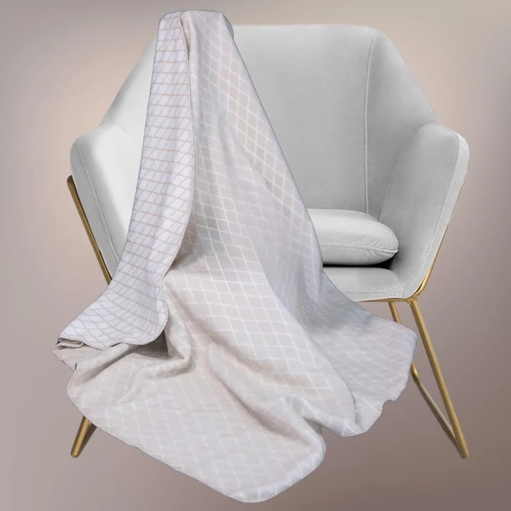 Plaid Kassandra 150x200 cm - Kuscheldecke Baumwollmix, SEI Design, Wohndecke Mandala Rose/Icegrey