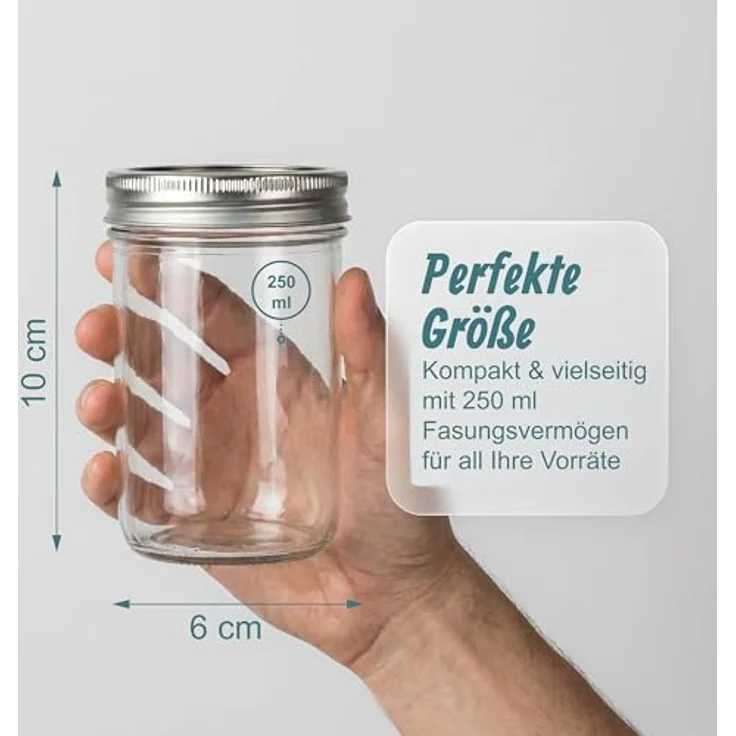 relaxdays Einmachglas Einmachgläser mit Deckel 8er Set, Glas, 250 ml – Bild 5