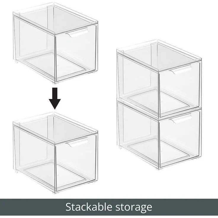 Aufbewahrungsbox Schuhbox stapelbar mit Schublade Organizer mDesign transparent – Bild 4