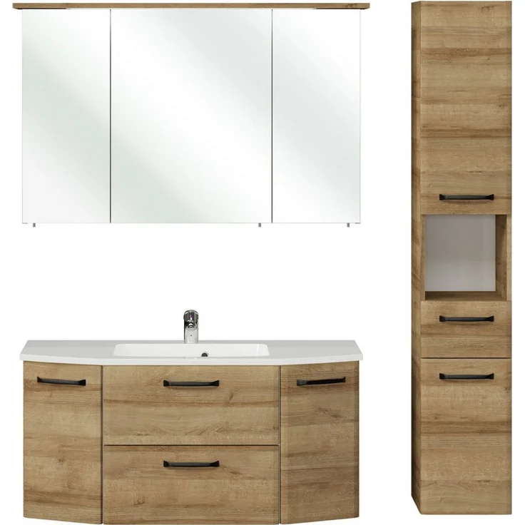 Saphir Badmöbel-Set Quickset 318, mit Türdämpfer, (4-St), Badezimmer-Set mit Mineralmarmorwaschtisch und Hängeschrank – Bild 2