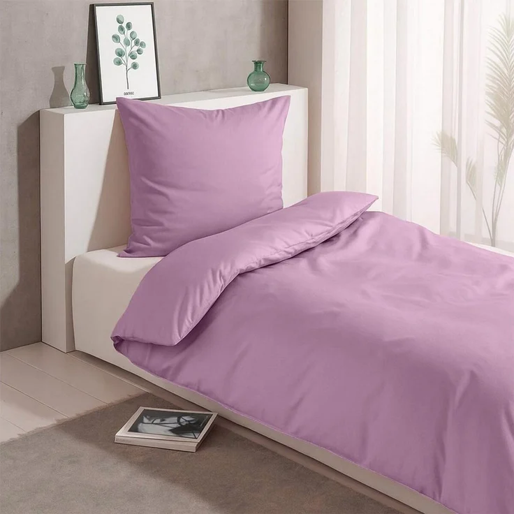 TRAUMSCHLAF Bettwäsche Pure, Mako Satin, 3 teilig, hochwertige Satin Bettwäsche – Bild 1