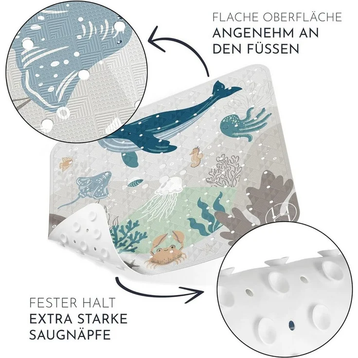 Homerella Duschmatte rutschfest Kinder - 100% BPA frei Inkl. 2 Haken zum Aufhängen 53x53cm, Antirutschmatte Dusche Baby hautintensiv & schimmelresistent, - Duscheinlage maschinenwaschbar – Bild 4