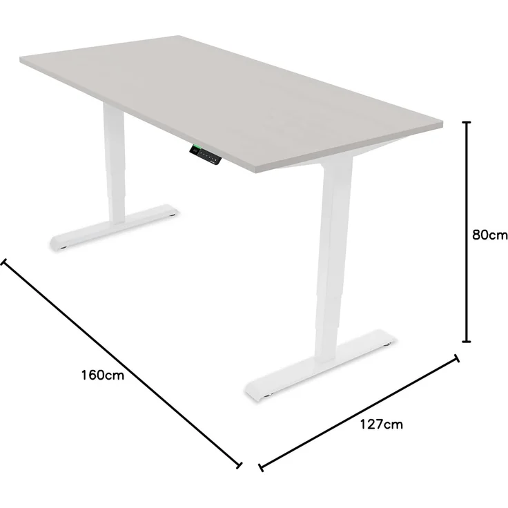 Desktopia Pro X - Elektrisch höhenverstellbarer Schreibtisch / Ergonomischer Tisch mit Memory-Funktion, Grau, Gestell Weiß, 180x80 cm – Bild 2