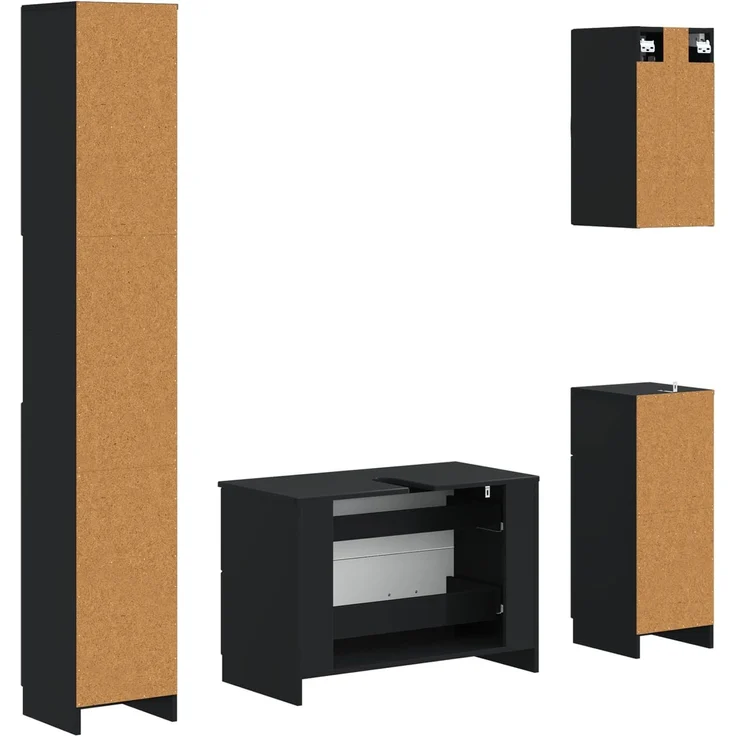 vidaXL 4-teiliges Badezimmer-Schrank-Set UTRECHT Schwarz Holzwerkstoff 3417973 – Bild 6