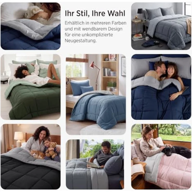 BEDSURE Bettdecke Ohne Bezug 135x200-2er Set Bettdecken mit Bezug | Bettdecke 135x200 für Allergiker Waschbare 4 Jahreszeiten Bettdecken Oeko-TEX Ganzjahresdecke Warm & Gemütlich, Grau/Hellgrau – Bild 8