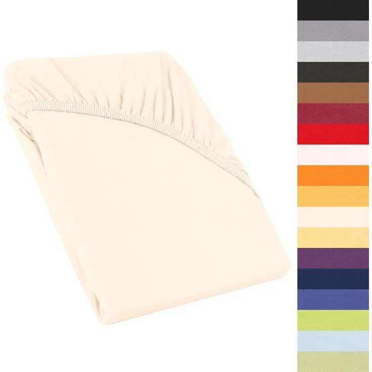 CelinaTex Perla Boxspringbett Wasserbett Topper Spannbettlaken 120x200-130x200 cm beige Natur Jersey Mako Baumwolle 160g/qm Bettlaken Laken