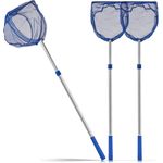 BigDean 3x Kescher für Kinder - Teleskop Kinderkescher - 75cm lang - Zum Fangen von Fischen - Für Teich, Wasser & Pool - Angelkescher klein - Kinderspielzeug Teichkescher Nylon-Netz