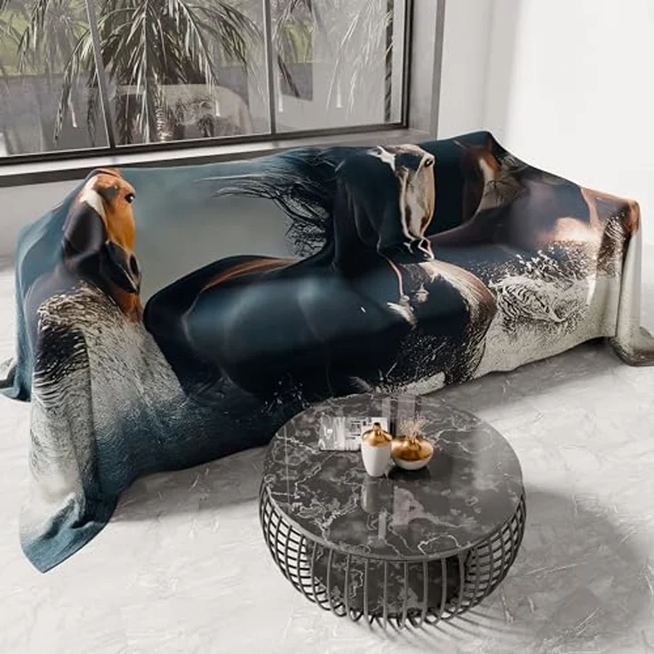 PETTI Artigiani Italiani - Tagesdecke für französisches Bett, leichte Decke für französisches Bett, Horses 100% Made in Italy – Bild 1