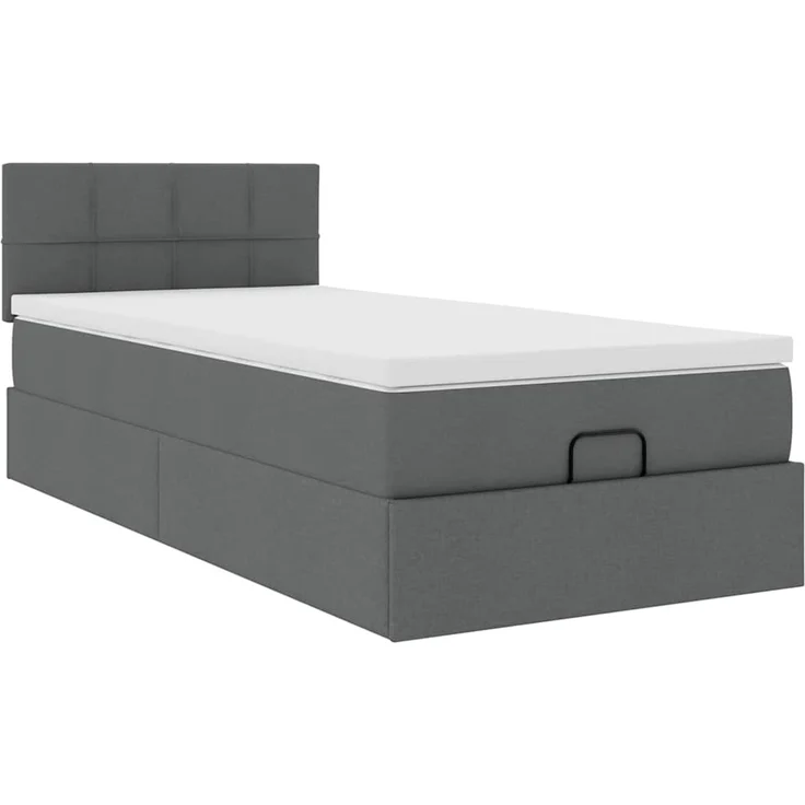 vidaXL Ottomane Bett mit Matratze & LEDs Dunkelgrau 90x200 cm Stoff 3312278 – Bild 5