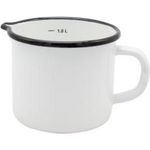 KARL KRÜGER Milchtopf mit Skala und Ausguss 1 Liter Ø12cm emailliert weiß