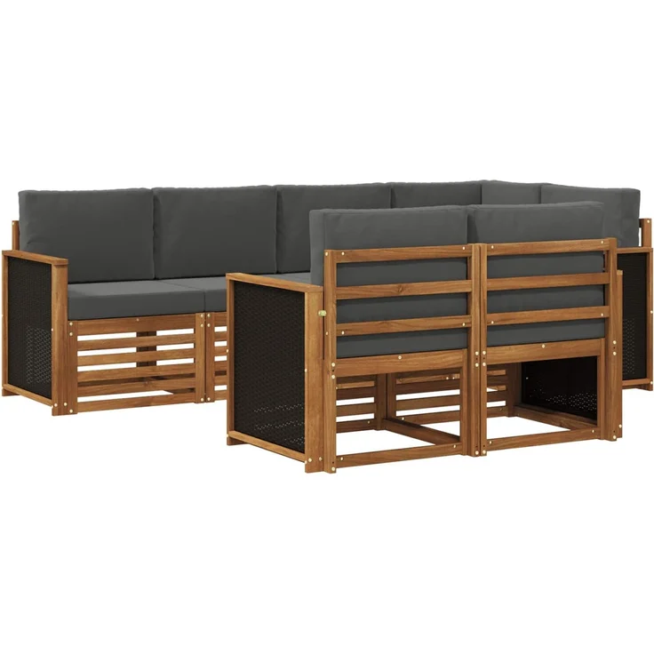 vidaXL Outdoor-Sofagarnitur 7 stk. 7-Sitzer Natur und Anthrazit 3384463 – Bild 2