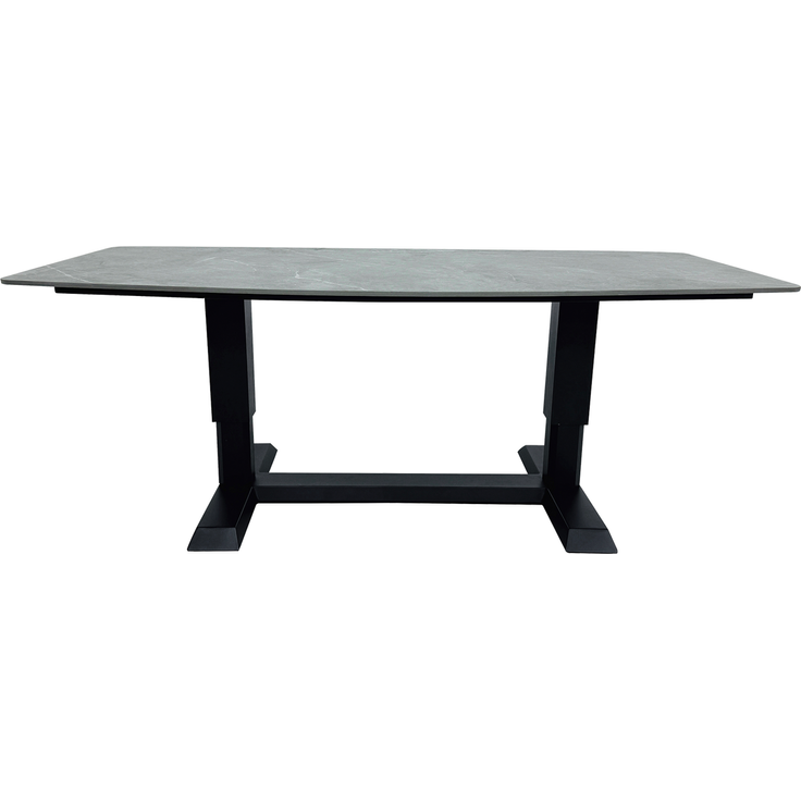 TERRANO Lifttisch 90x180, Bootsform Platte: Sintered Stone Beton-Optik, Gestell: Aluminium anthrazit