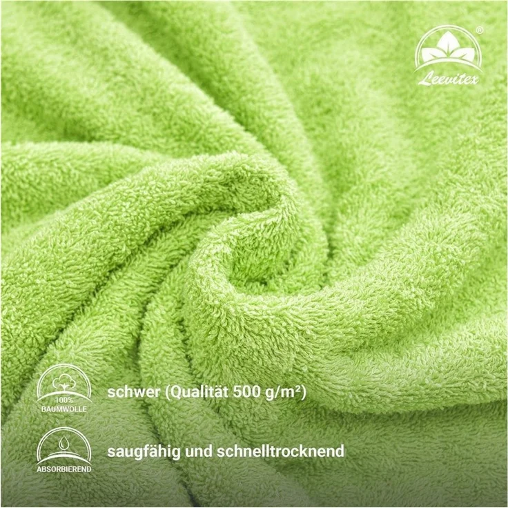 leevitex® Saunatuch, 80x200 cm, 100% Baumwolle, saugstark und fusselfrei, Frottee (Set, 2-St), OEKO-TEX® STANDARD 100 zertifiziert, gestreifte Bordüre – Bild 2