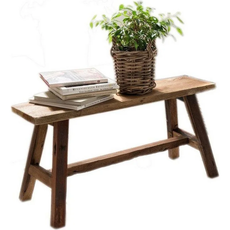 More2Home Sitzhocker Deko-Bank, RANCH-M, Teakholz, 90 cm breit