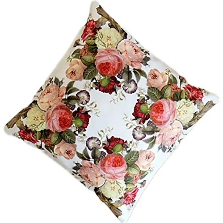 Kissenhülle mit Druckmotiv Rosen Frühling Sommerdekoration 40x40 cm Kissenhülle