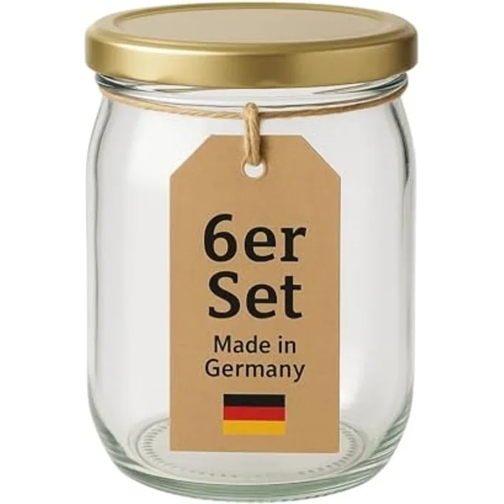BigDean Müslibox 6 Stück Overnight Oats Gläser Extra große Öffnung, Glas, (Set, 12-tlg, Glas + Deckel), Auslaufsicher, Spülmaschinenfest (Glas), Extra weite öffnung.