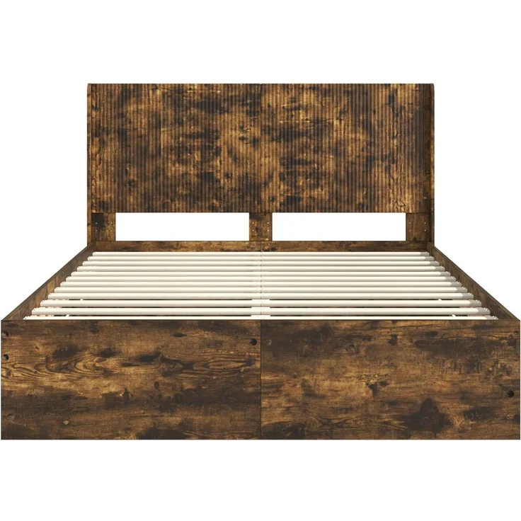 vidaXL Bettgestell mit Stauraum und Kopfteil Räuchereiche 135 x 190 cm 3413957 – Bild 6