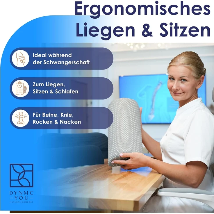 DYNMC you Kniekissen für Seitenschläfer - Knierolle Lagerungsrolle, (VERGLEICHSSIEGER SEHR GUT - Kniekissen zum schlafen, Knierolle halbrund - Beinkissen mit Physiotherapeuten Entwickelt) – Bild 4