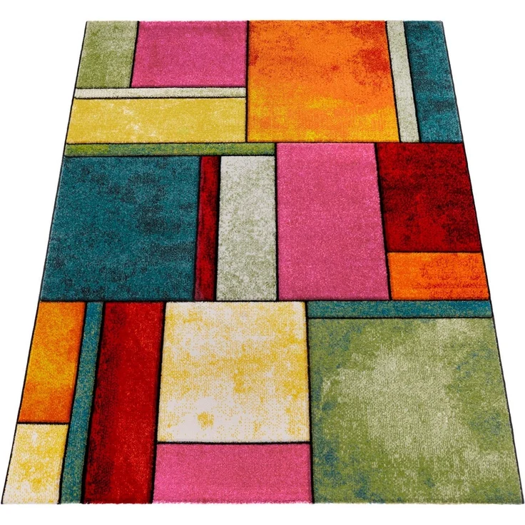 Paco Home Teppich Brilliance 661, rechteckig, Höhe: 18 mm, Kurzflor, modernes 3D-Patchwork Design – Bild 1