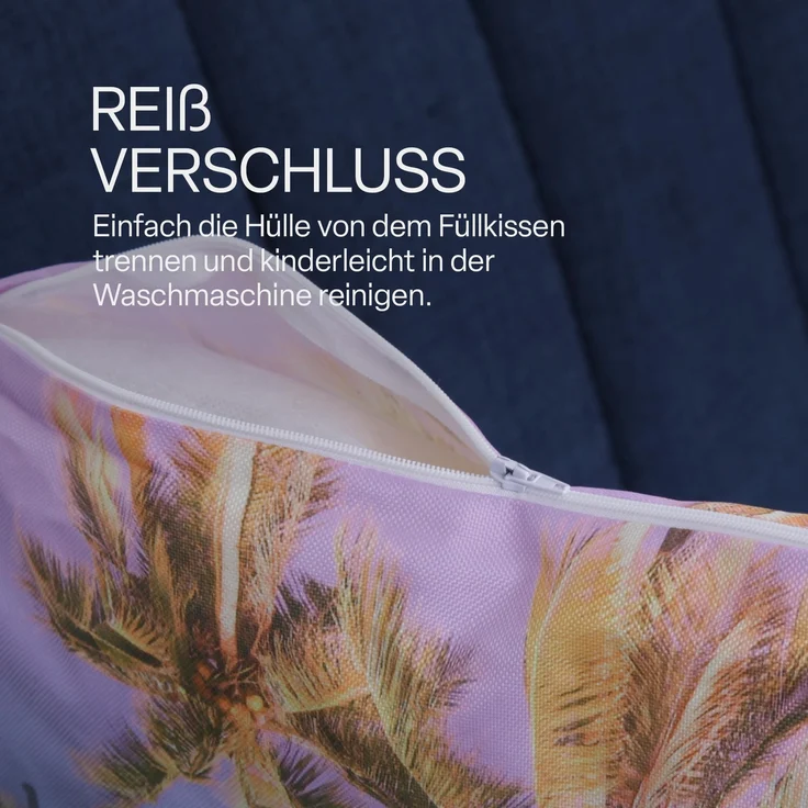 Outdoor Kissen mit Paspel ( 45 x 45 cm ) Dekokissen Garten - Reißverschluss - Schmutz- und Wasserabweisend - abnehmbarer Kissenbezug Hot Summer 1er-Pack – Bild 4