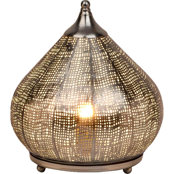 Marrakesch Orient & Mediterran Interior Nachttischlampe 2er Set Orientalische Deko Tischlampe Nachttischlampe Lampe Silber, Leuchtmittel nicht im Lieferumfang enthalten, Handarbeit – Bild 2