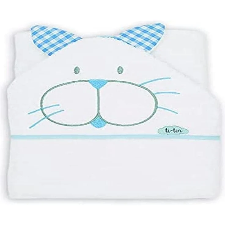 Ti TIN | Badetuch für Babys, 100x100 cm | weich, bequem, saugfähig – 100% Baumwolle – Frottee-Motiv – Farbe dunkelblau und weiß – 320 g/m²