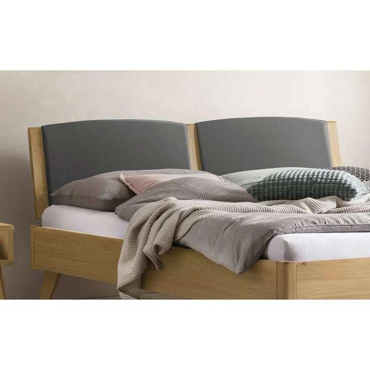 Hasena Massivholzbett Mareto Eiche bright mit Polsterkopfteil 140x200 cm, Komforthöhe 25 cm – Bild 3