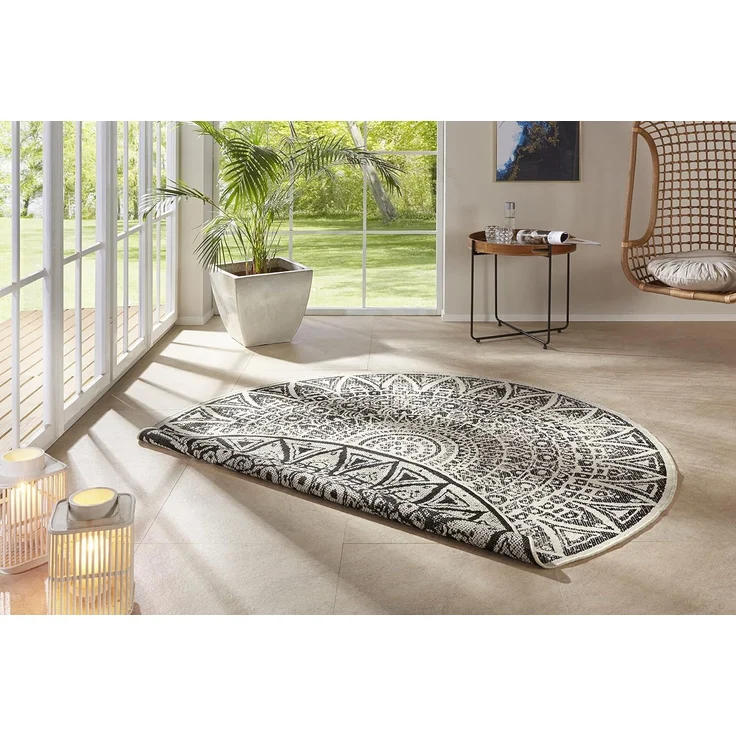 HANSE Home Teppich Lilja Wendeteppich, rund, Höhe: 5 mm, In-& Outdoor, beidseitig, Wetterfest, Balkon, Garten, Wohnzimmer – Bild 1