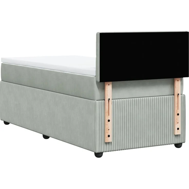 vidaXL Boxspringbett mit Matratze Hellgrau 90x200 cm Samt 3289938 – Bild 8