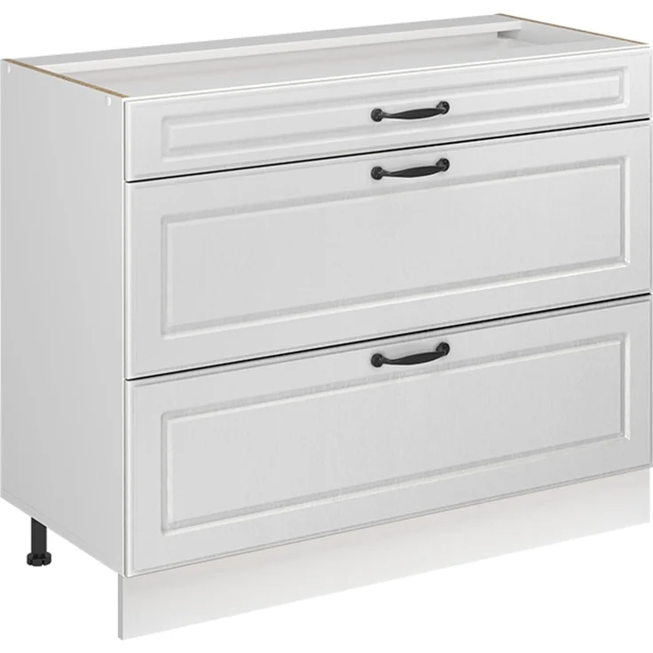 Küchenunterschrank R-Line Weiß Landhaus/Weiß 100 cm ohne Arbeitsplatte Vicco – Bild 1