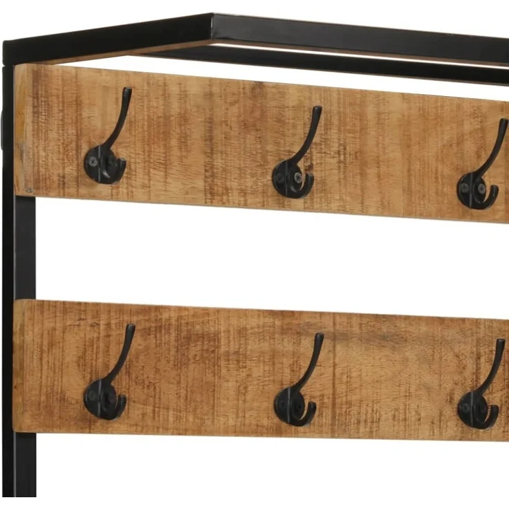 vidaXL Garderobe mit Schuhablage 68x30x182cm Raues Massivholz Mango 372737 – Bild 4