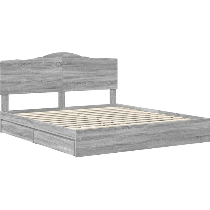 vidaXL Aufbewahrungsbett Graues Sonoma 200 x 200 cm Holzwerkstoff 3413476 – Bild 3
