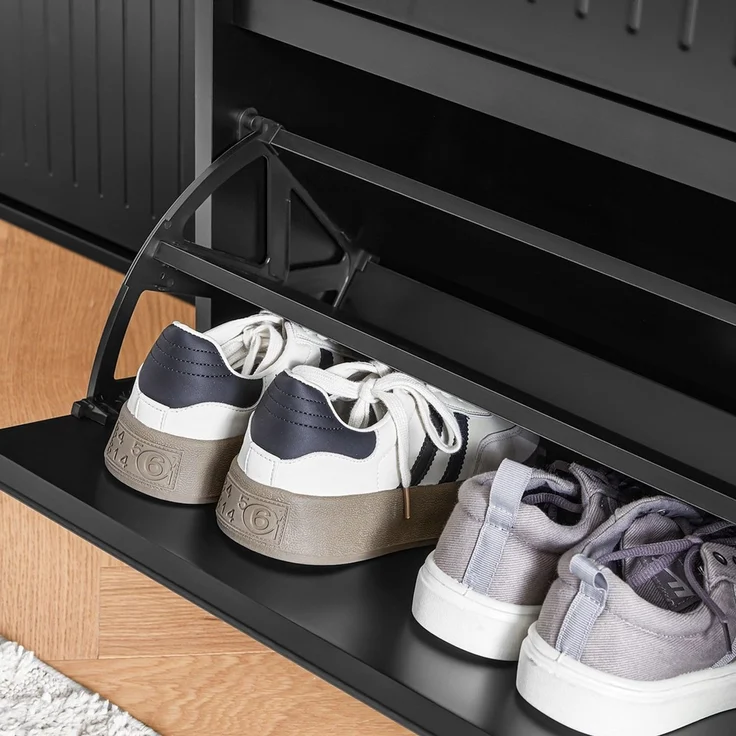 SoBuy FSR165-SCH Schuhschrank, MDF, Lackiert, Schwarz, 60 x 101 x 25 cm – Bild 7
