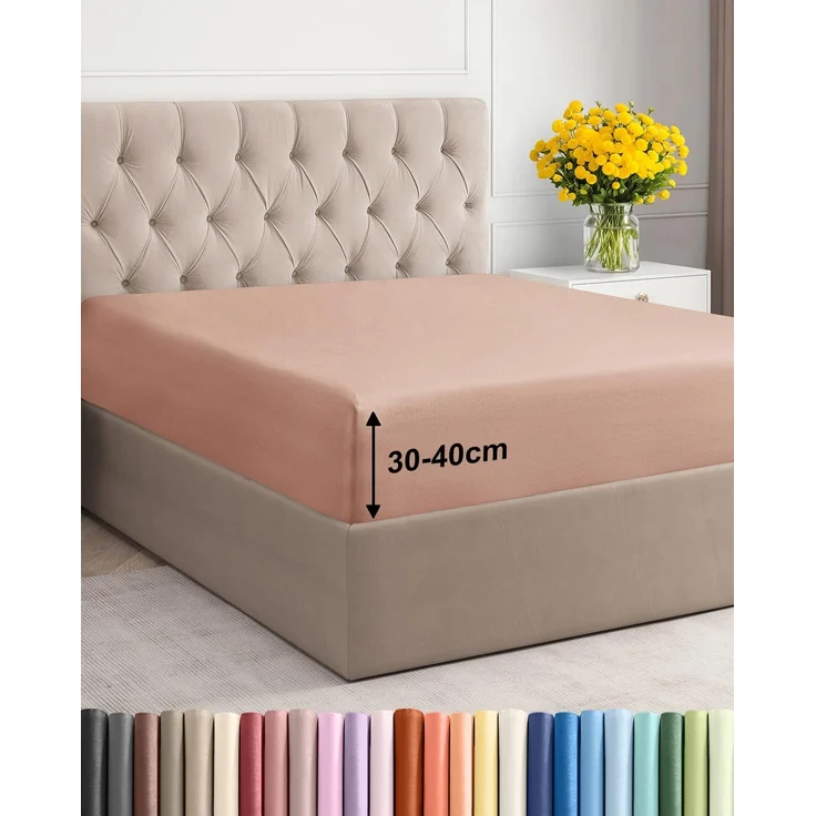 Spannbettlaken 160x200 - Mikrofaser Spannbetttuch 40cm (16") - Malve | Spannbetttuch, Boxspringbett, Weich, Knitterfrei, Bügelfrei, Atmungsaktiv, Hypoallergen, Rundumgummi, Gebürstet, OEKO-TEX