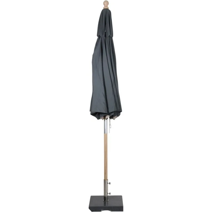 Sonnenschirm Reggio aus Buchenholz und Polyester, modern skandinavisch, Ø 300 cm, grau – Bild 3