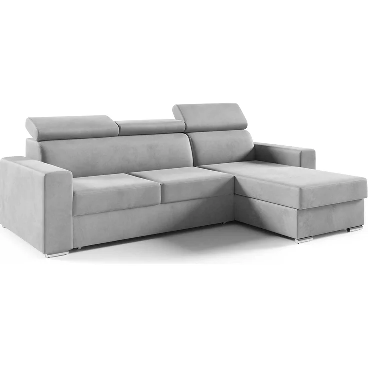 Ecksofa in L-Form NELA, L-förmige Eckcouch mit Schlaffunktion, ausziehbares Sofa, 1 Bettzeugbehälter, verstellbare Kopfstützen, (Monolith 84), 96x170 cm – Bild 1