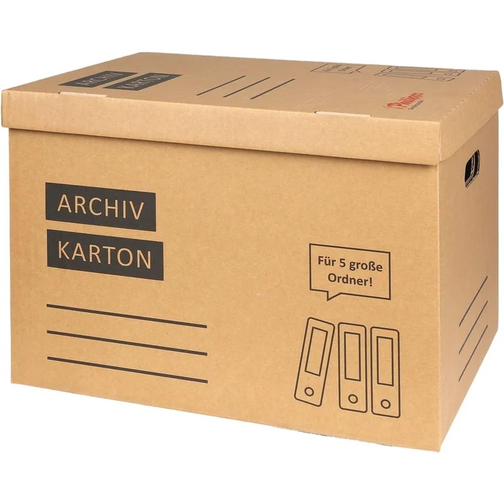 20x Archivkarton Aktenkarton Aktenordner mit Klappdeckel und Boden - für je 5 große A4 Ordner zur Aufbewahrung Organisation Transport Archivschachtel – Bild 2